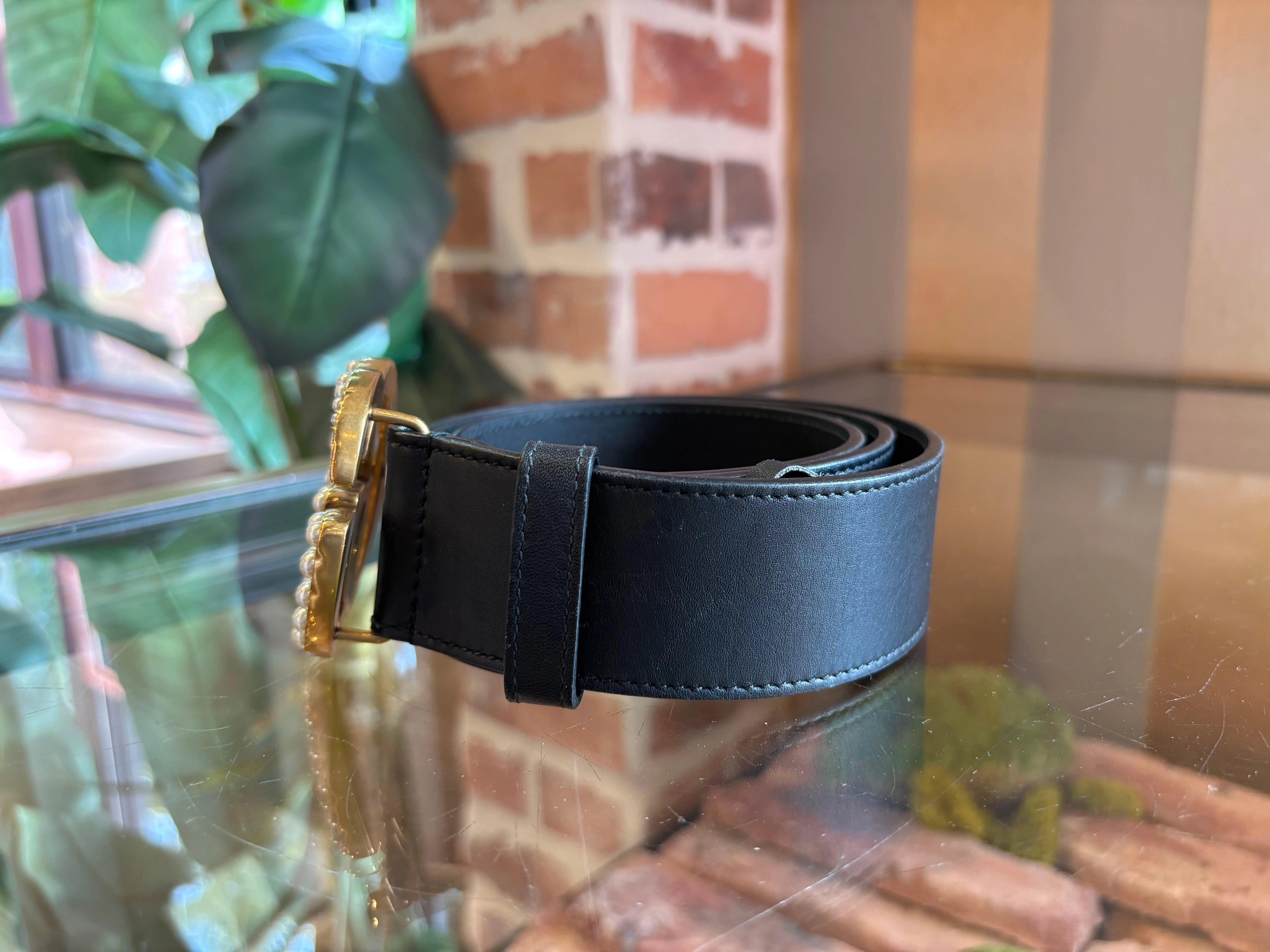 GUCCI Black GG Marmont Pearl Belt Sz 85/34 ( US 6)