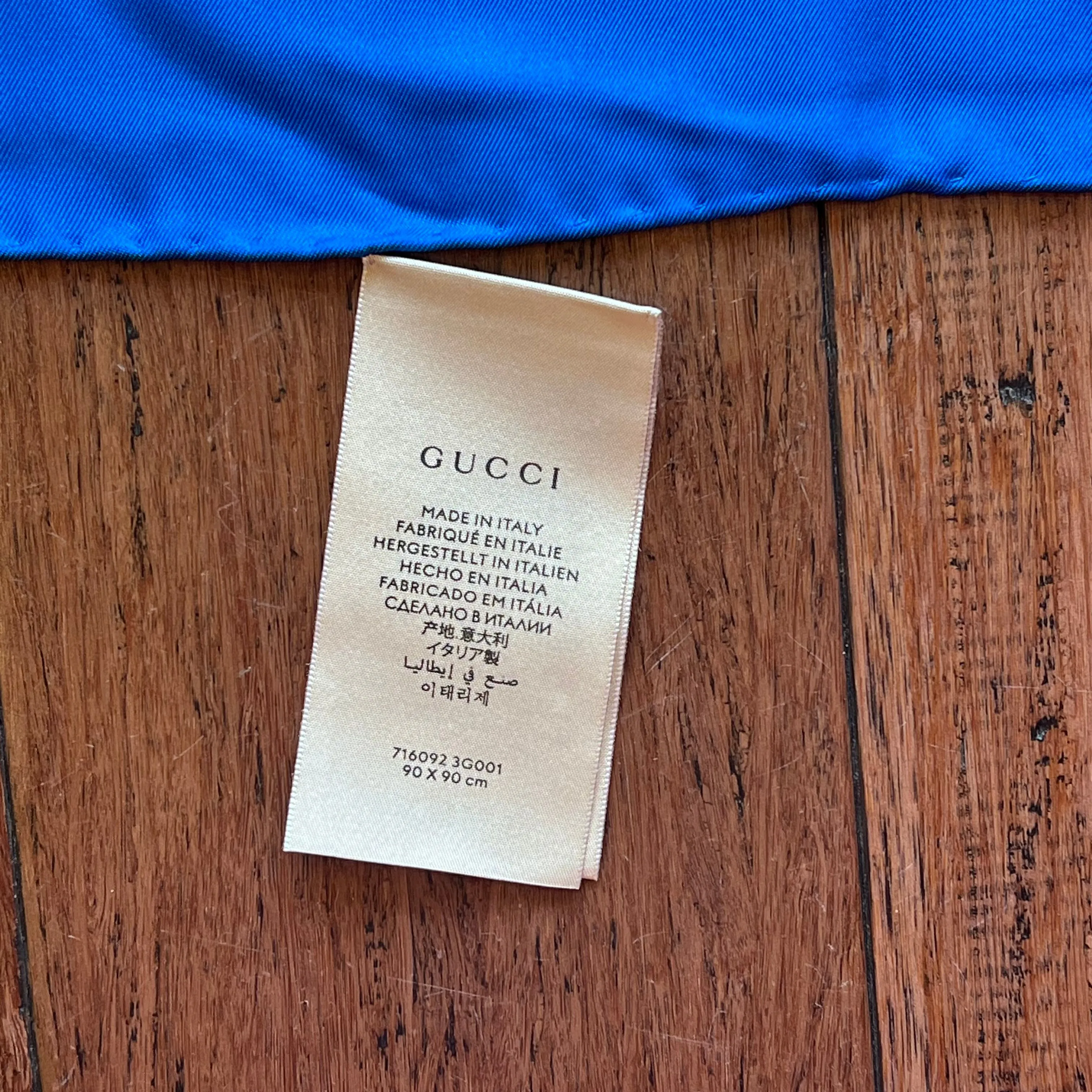 GUCCI x Adidas Orange Blue White Silk GG Monogram Trefoil Print Square Scarf