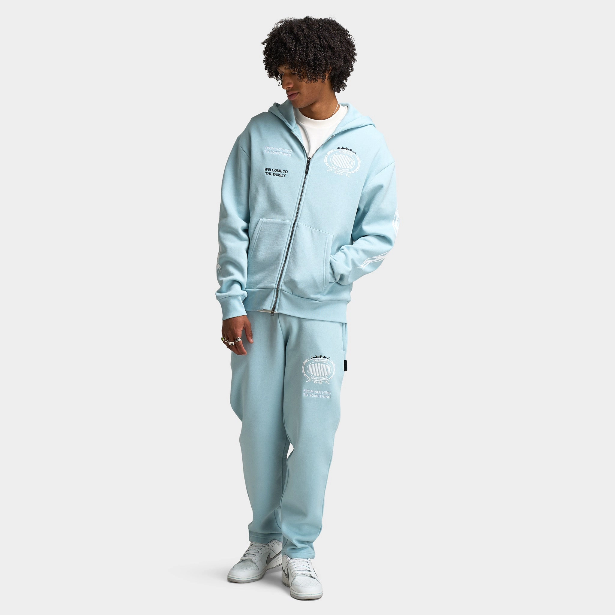 Hoodrich Noir Oversized Full Zip Hoodie Sterling Blue / White - Anthracite