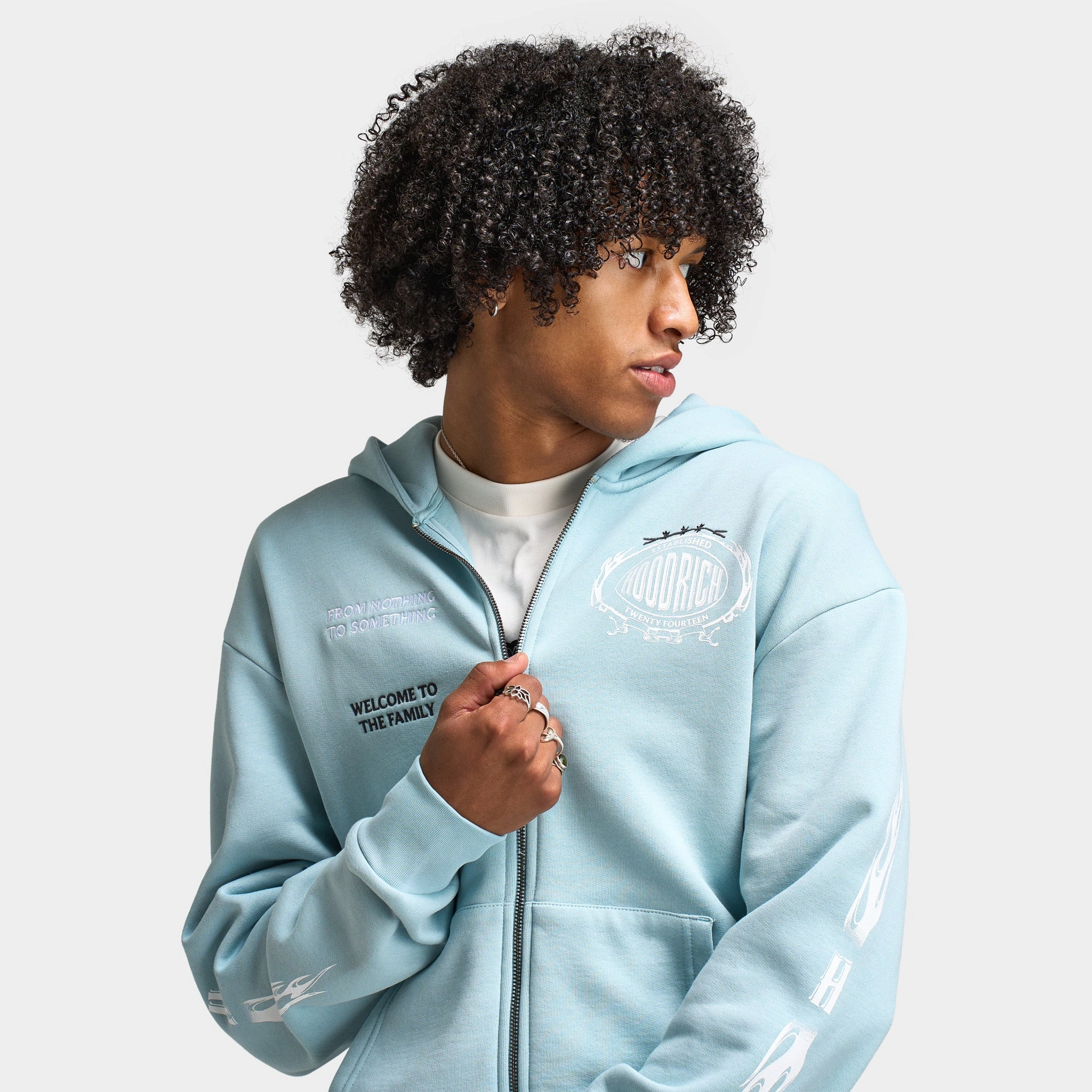 Hoodrich Noir Oversized Full Zip Hoodie Sterling Blue / White - Anthracite
