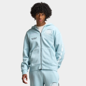 Hoodrich Noir Oversized Full Zip Hoodie Sterling Blue / White - Anthracite