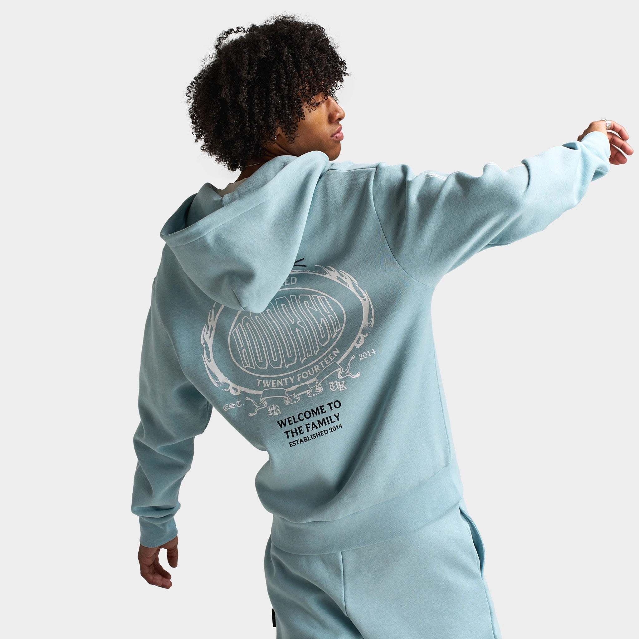 Hoodrich Noir Oversized Full Zip Hoodie Sterling Blue / White - Anthracite
