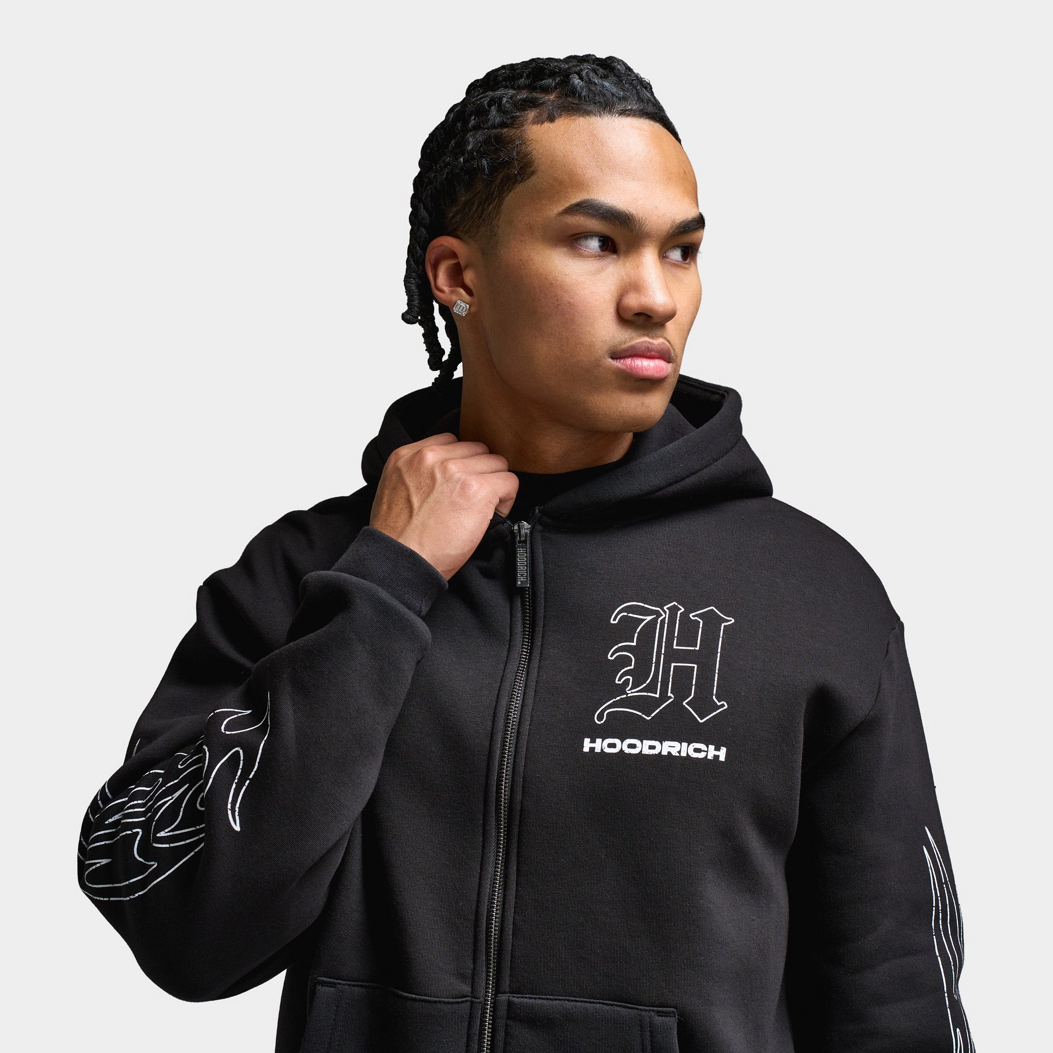 Hoodrich Oversized Chromatic Full Zip Hoodie Black / Grey
