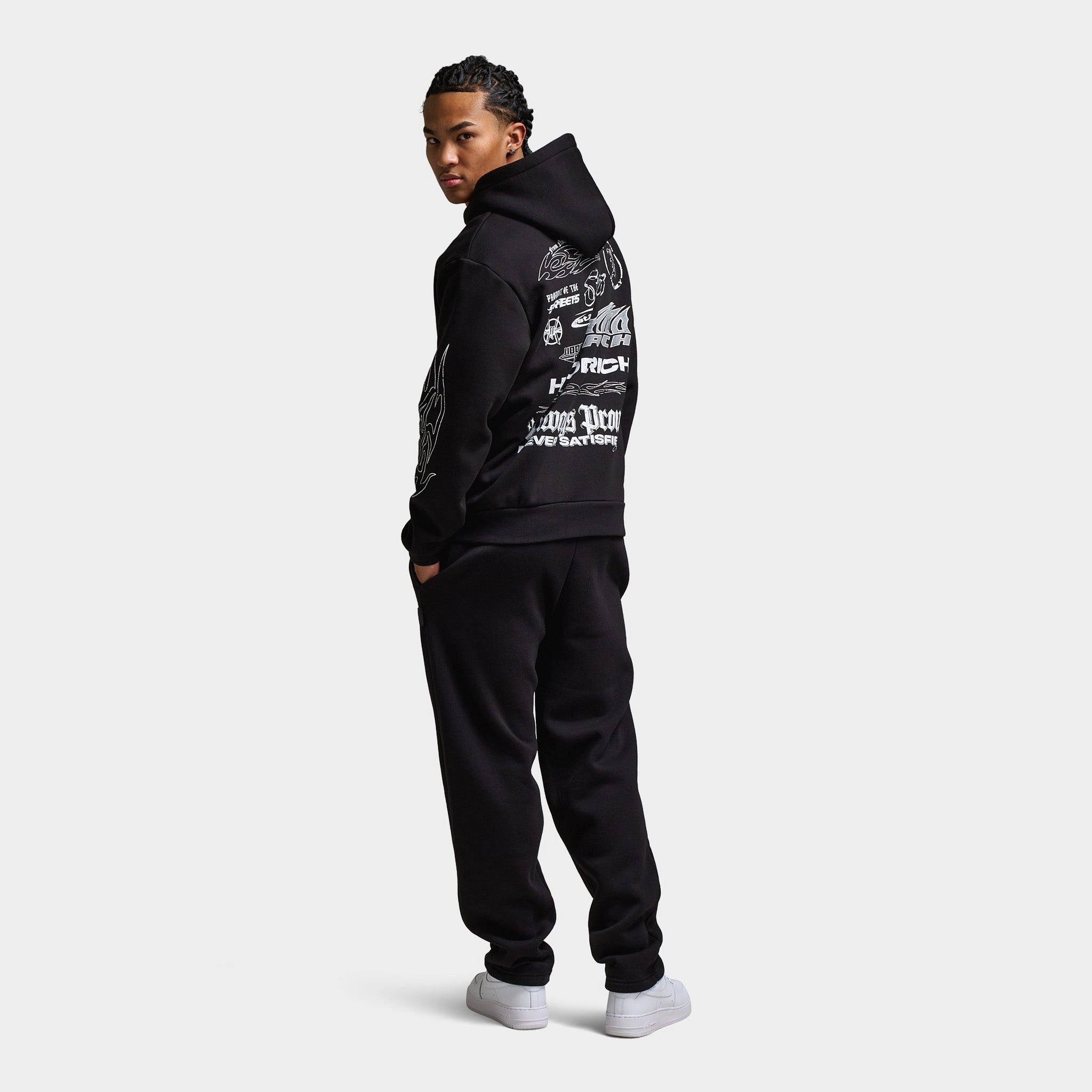 Hoodrich Oversized Chromatic Full Zip Hoodie Black / Grey