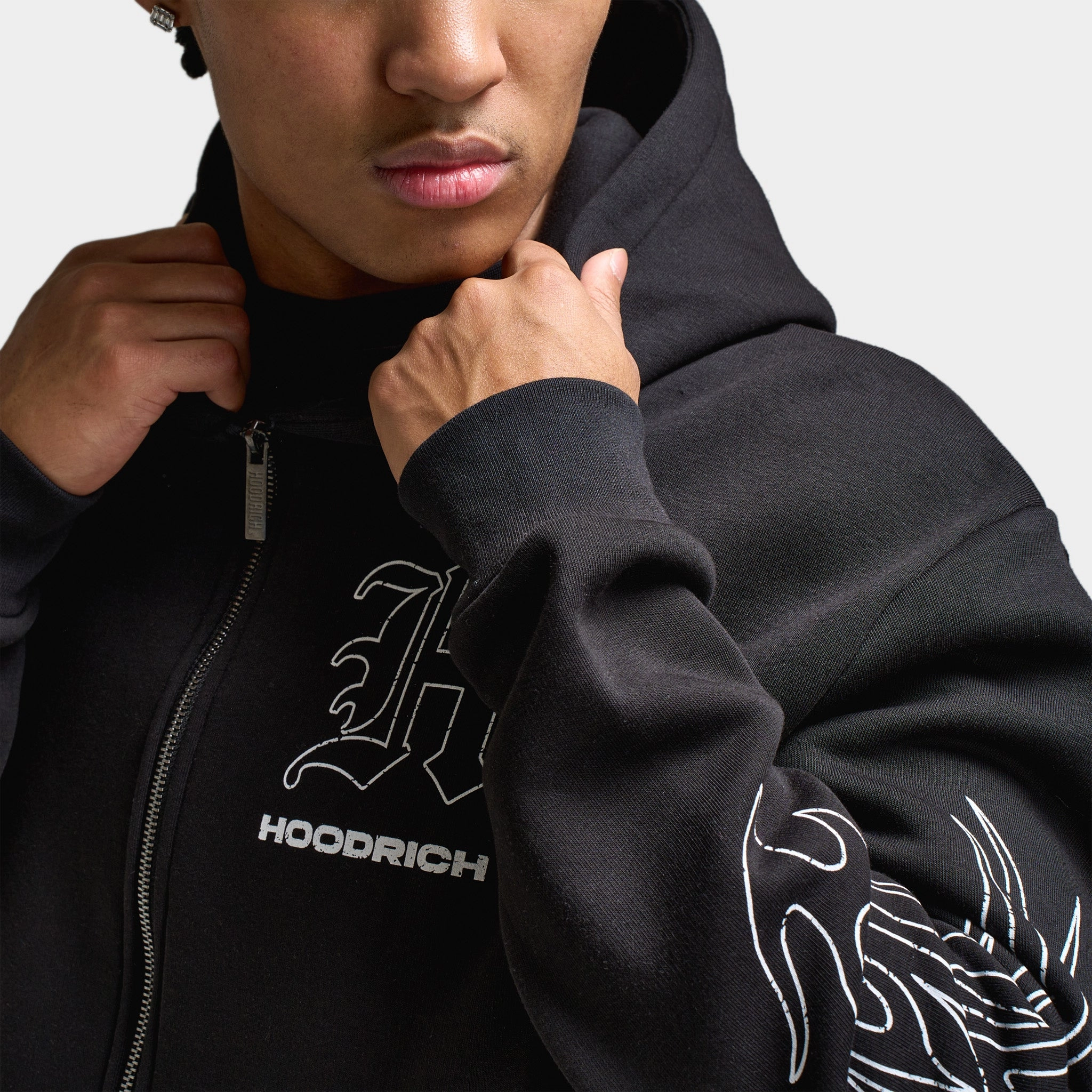 Hoodrich Oversized Chromatic Full Zip Hoodie Black / Grey
