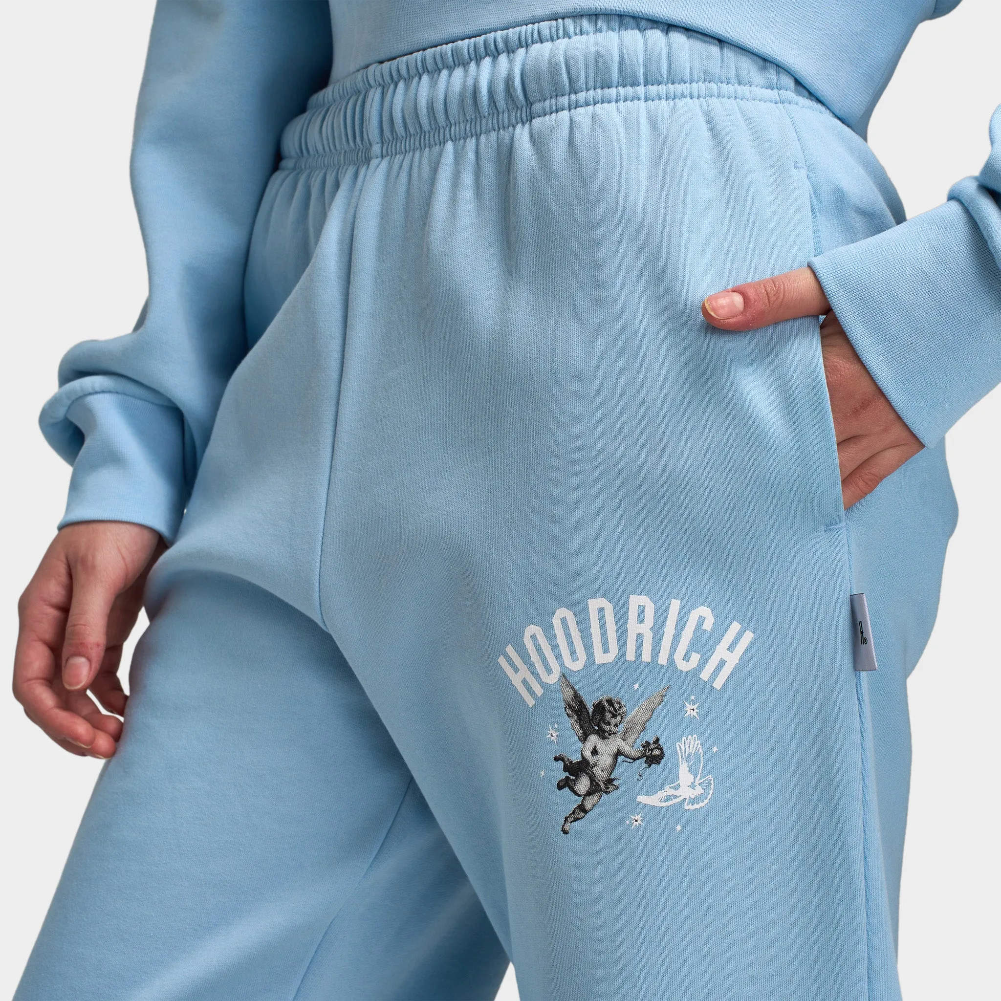 Hoodrich Women's Grace Wide Leg Rhinestone Joggers Clear Sky / White