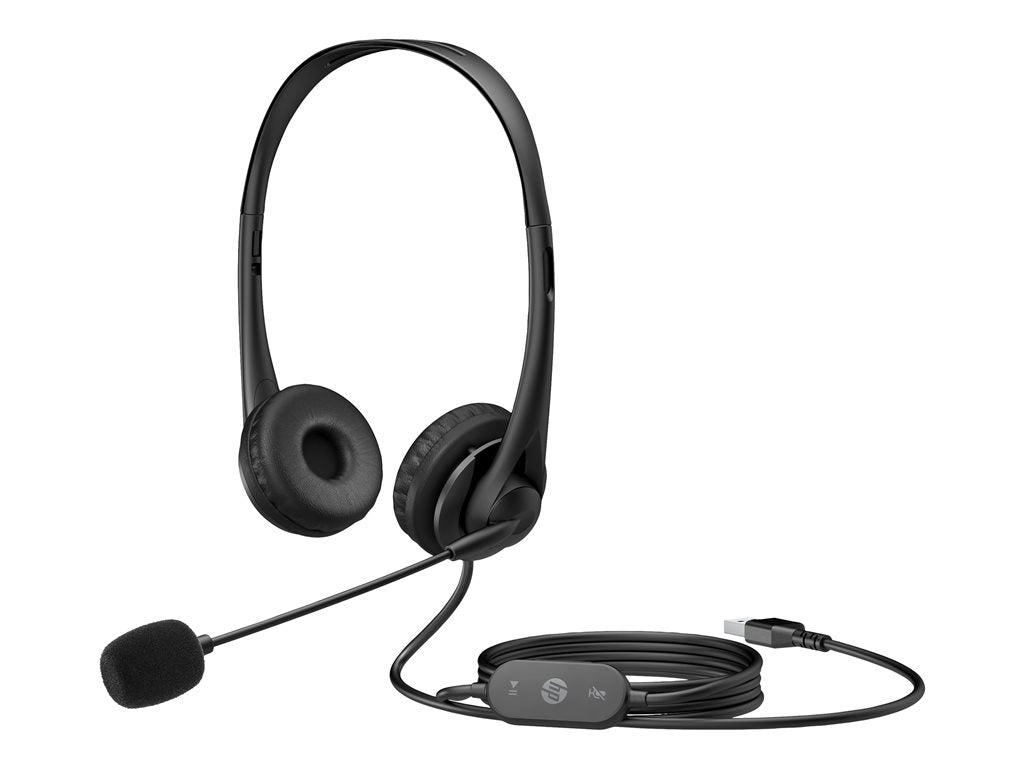 HP G2 - Headset - on-ear - wired - USB - shadow black - for HP 245 G9, 256 G8, 25X G9, 34, 470 G9; EliteBook 1040 G9, 65X G9; 428K6AA