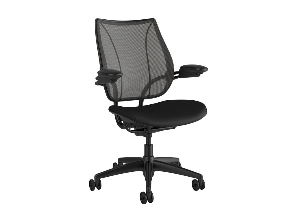 Humanscale Liberty - Chair - task - ergonomic - armrests - tilt - swivel - corvara (chrome-free leather) - black L113BN10CL10NFSSNSC