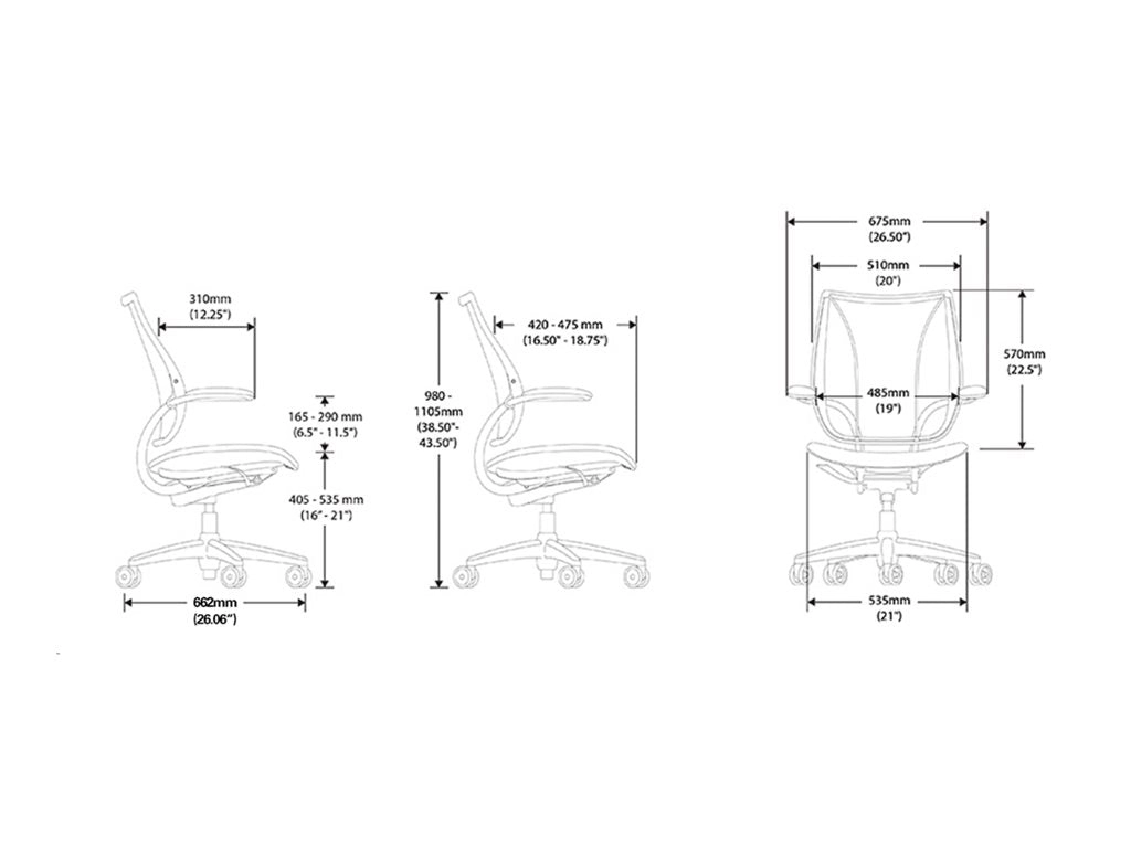 Humanscale Liberty - Chair - task - ergonomic - armrests - tilt - swivel - corvara (chrome-free leather) - black L113BN10CL10NFSSNSC