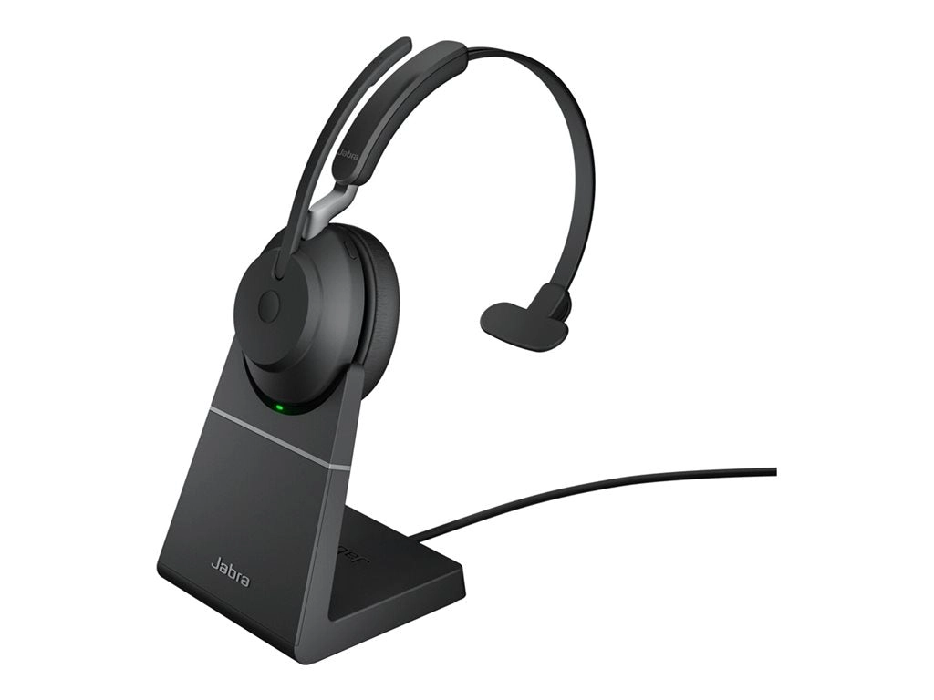 Jabra Evolve2 65 UC Mono - Headset - on-ear - convertible - Bluetooth - wireless - USB-A - noise isolating - black - with charging 26599-889-989
