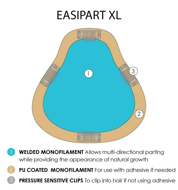 Jon Renau Toppers - EasiPart XL 8" (#755) - Remy Human Hair