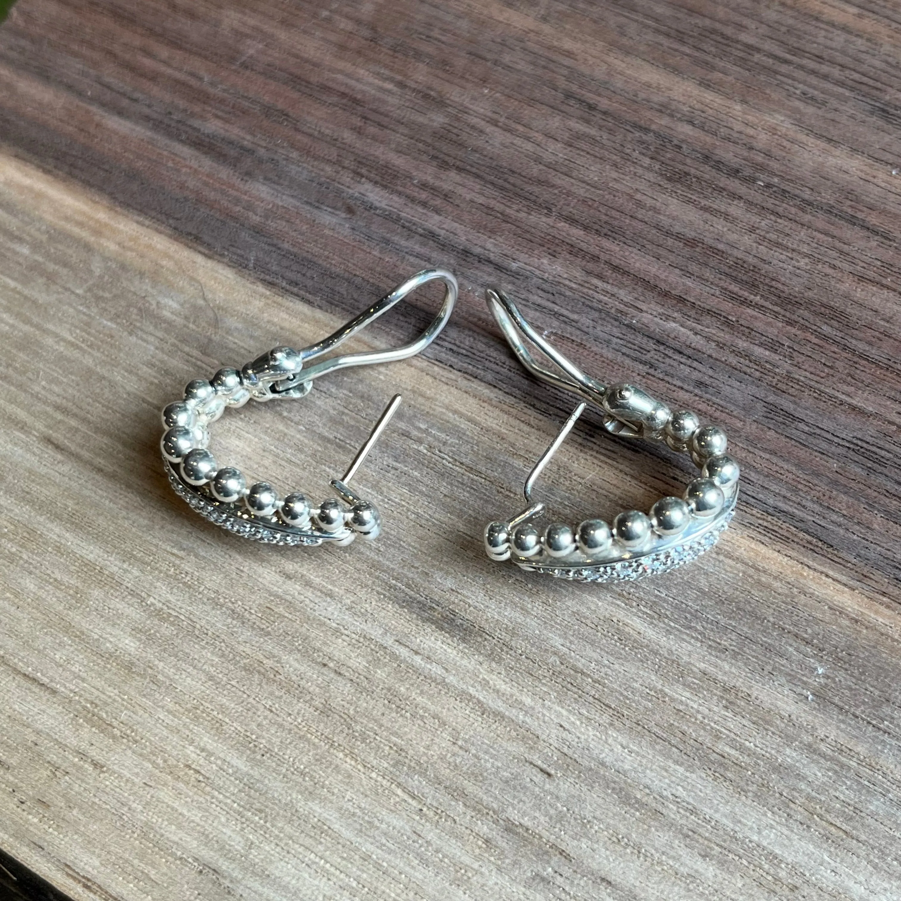 LAGOS Sterling Silver Signature Caviar Beaded Diamond Earrings