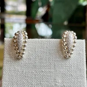 LAGOS Sterling Silver Signature Caviar Beaded Diamond Earrings
