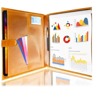 Leather Padfolio Handmade Business Portfolio (Cognac)