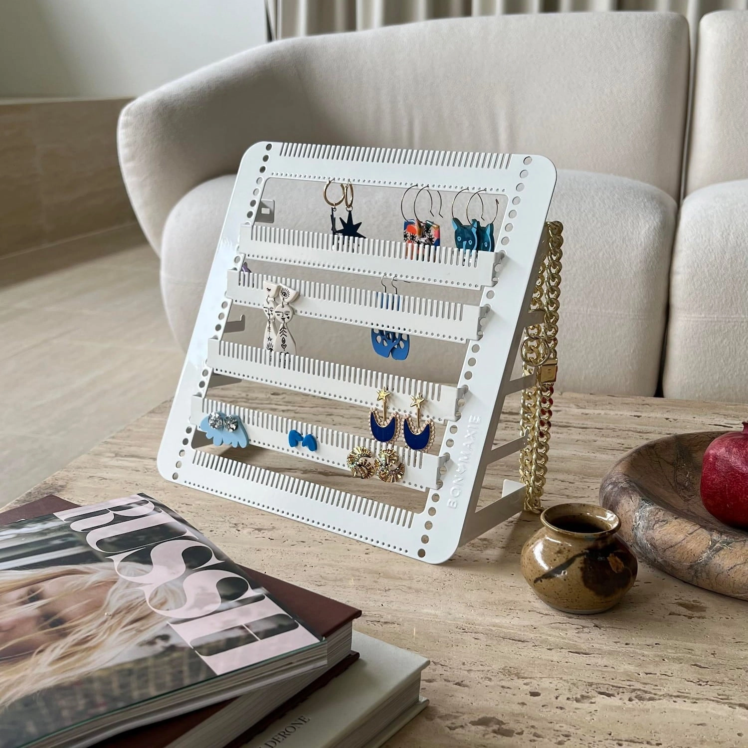 Metal Easy-Drop Jewellery Stand/Hanger -- White