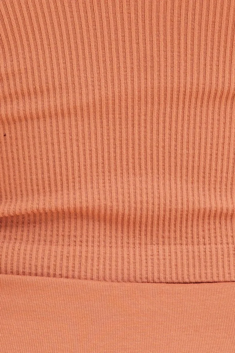 Orange Seamless Singlet Top Scoop Neck Rib Crop