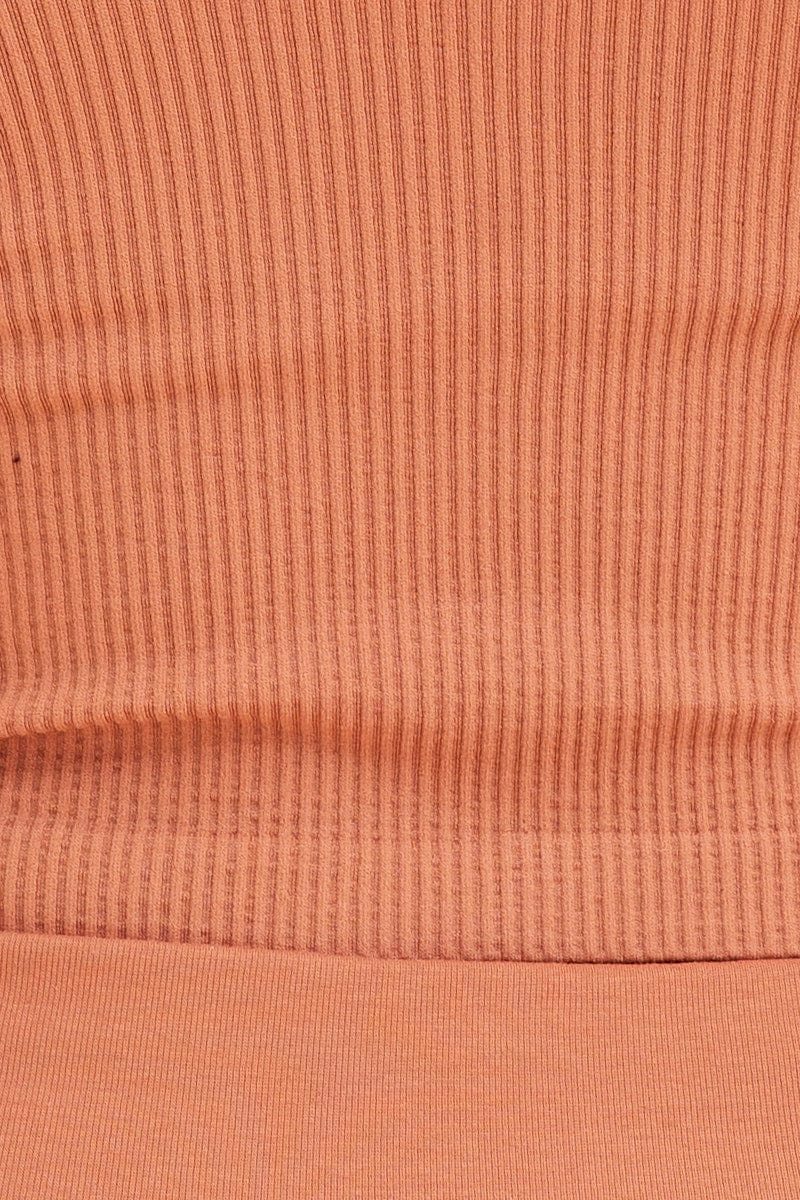 Orange Seamless Singlet Top Scoop Neck Rib Crop