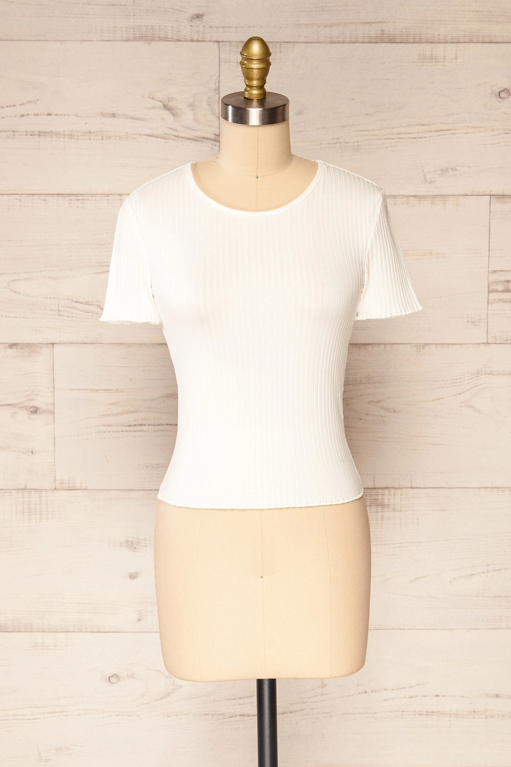 Paczkow White | Ribbed Lettuce-Edge T-Shirt