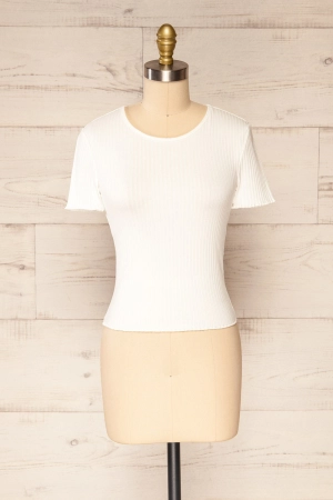 Paczkow White | Ribbed Lettuce-Edge T-Shirt