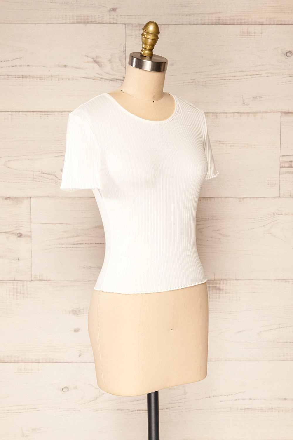 Paczkow White | Ribbed Lettuce-Edge T-Shirt