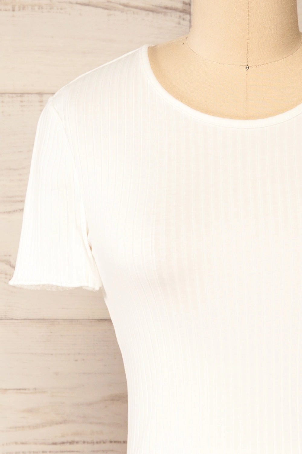 Paczkow White | Ribbed Lettuce-Edge T-Shirt