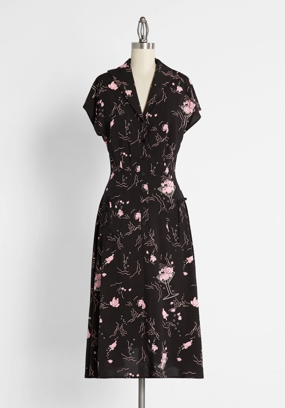 Pink Elephant Happy Hour Midi Dress