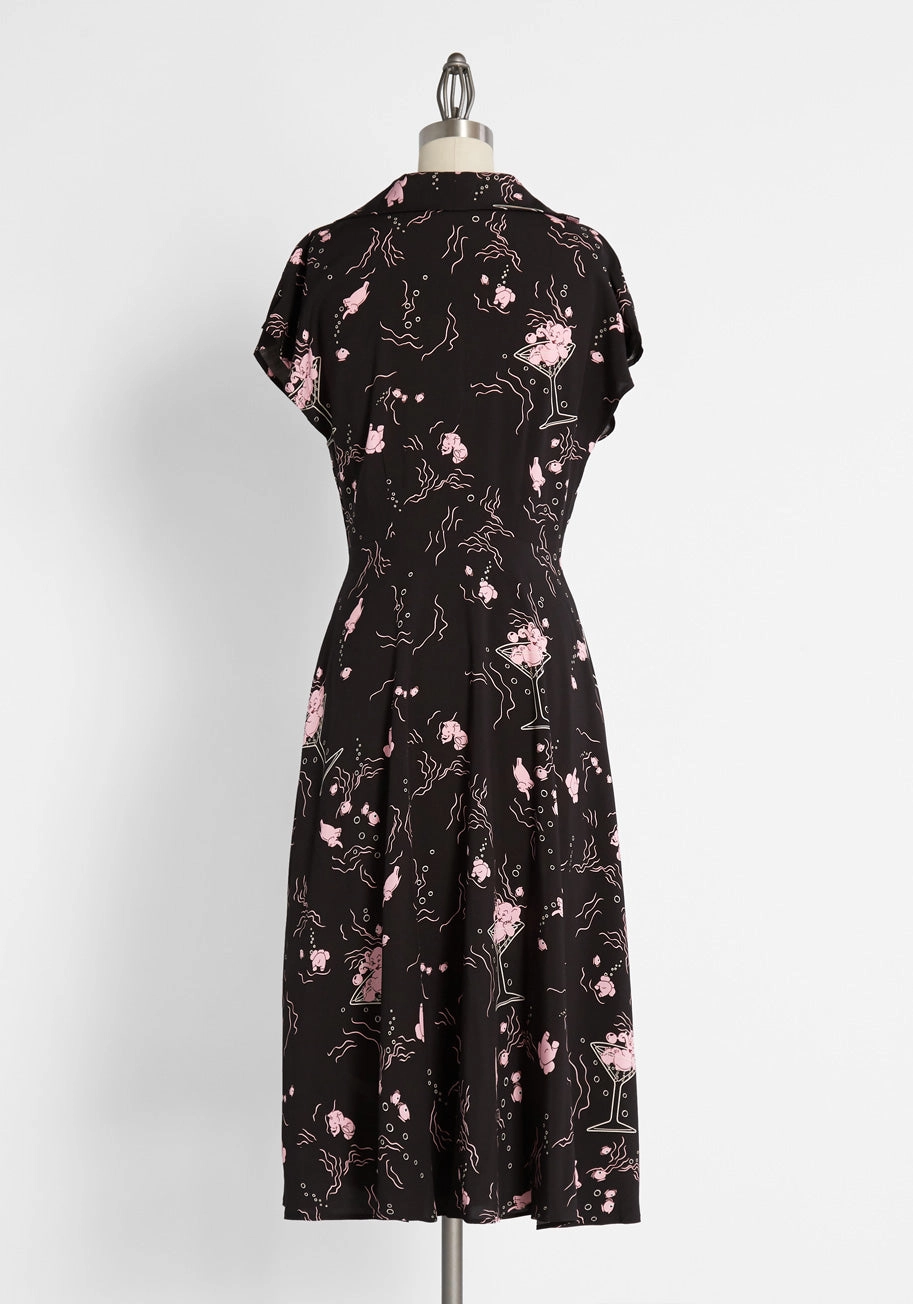 Pink Elephant Happy Hour Midi Dress