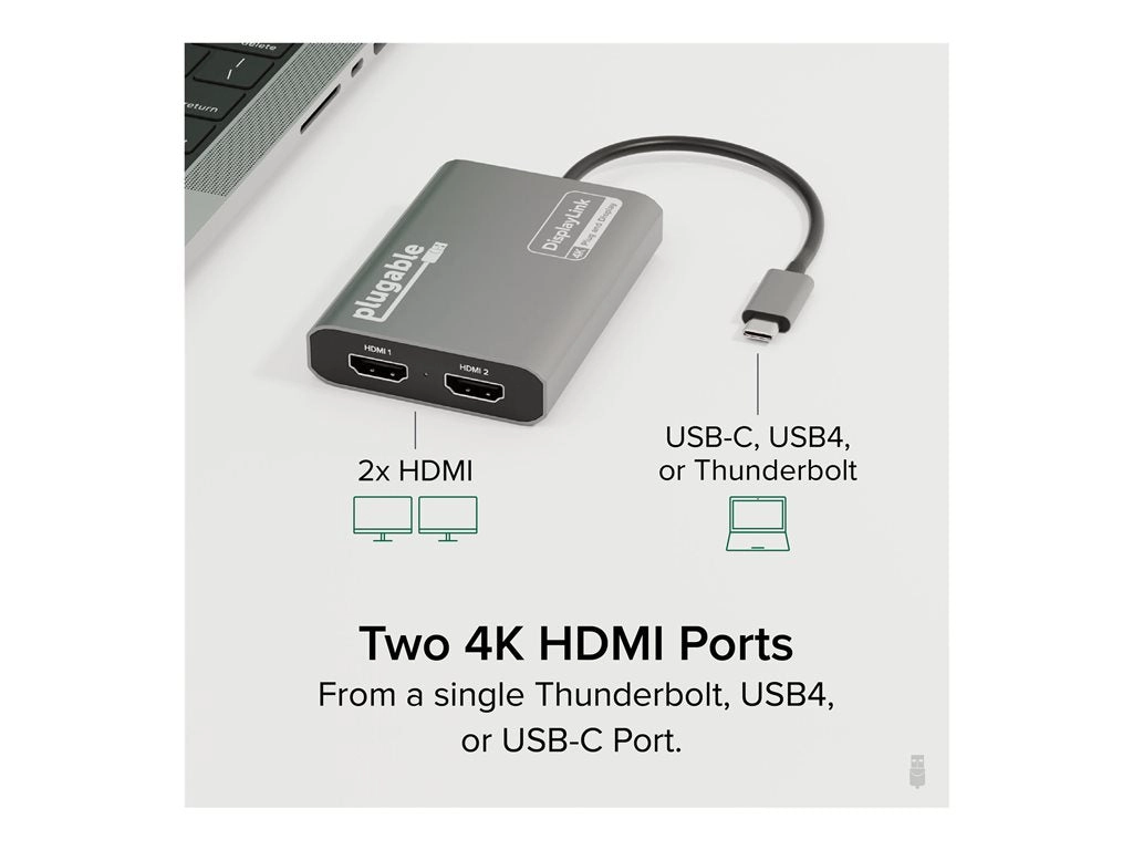 Plugable - Adapter - 24 pin USB-C male to HDMI female - 4K60Hz (3840 x 2160) support USBC-6950M