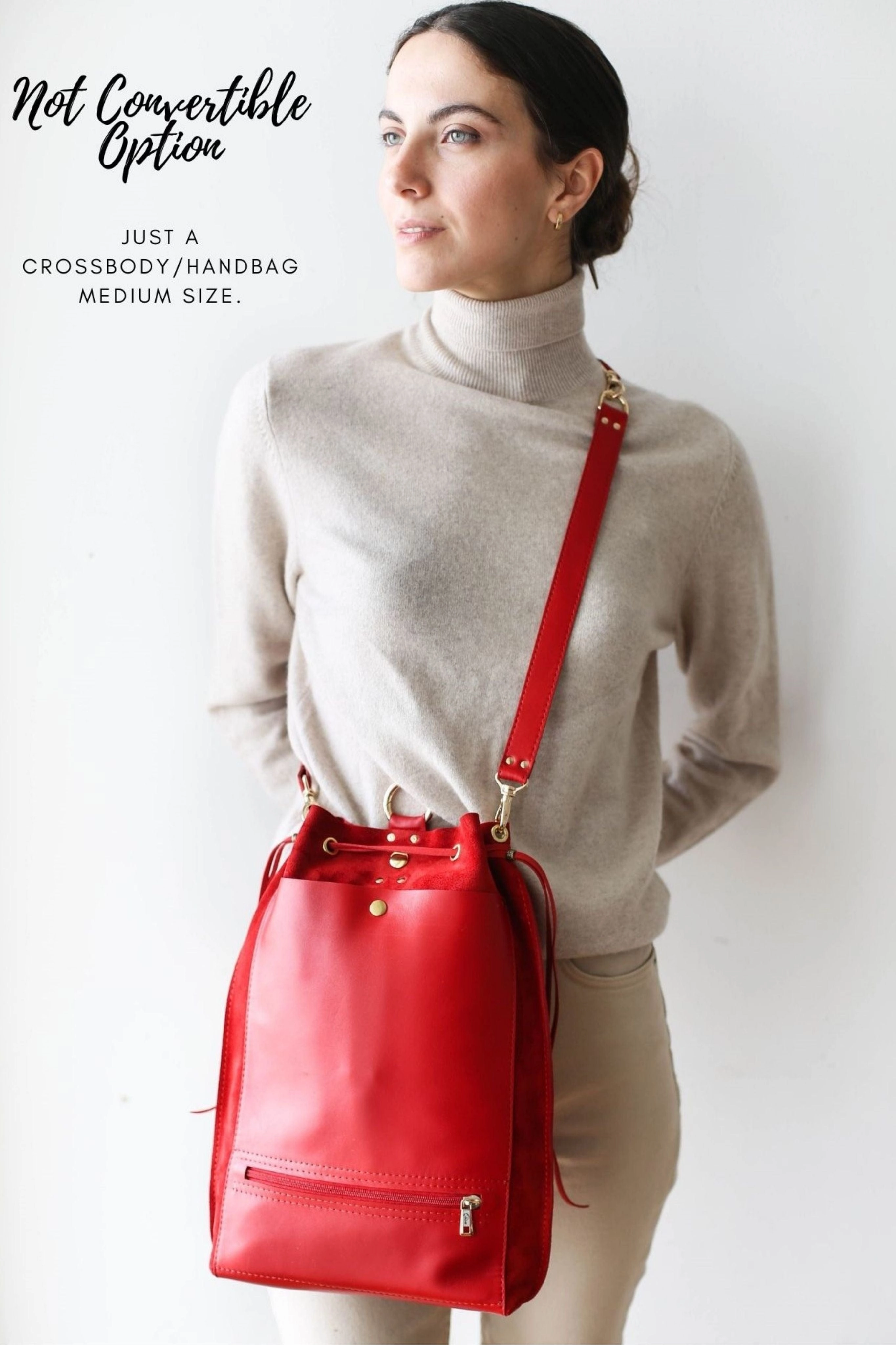 Red Leather Backpack Purse