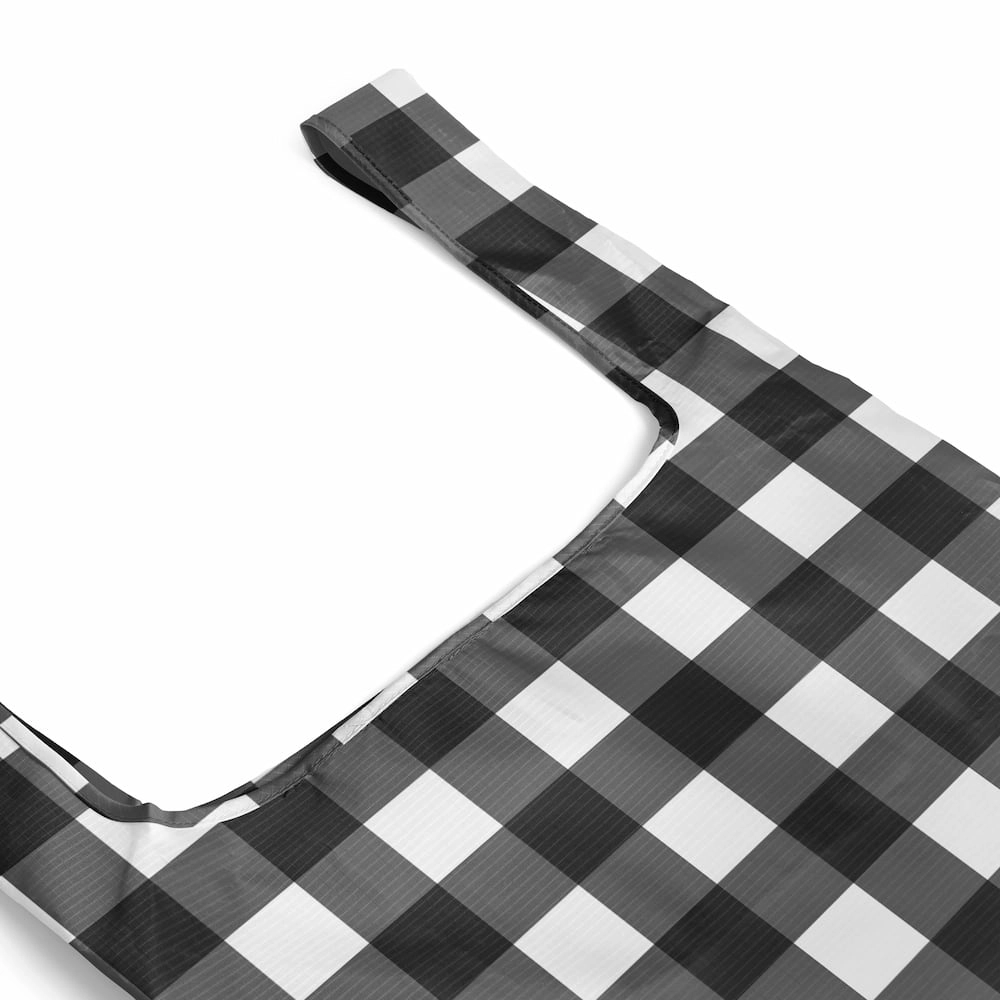 Reusable Shopping Bag - 2 Sizes -- Black Large Gingham