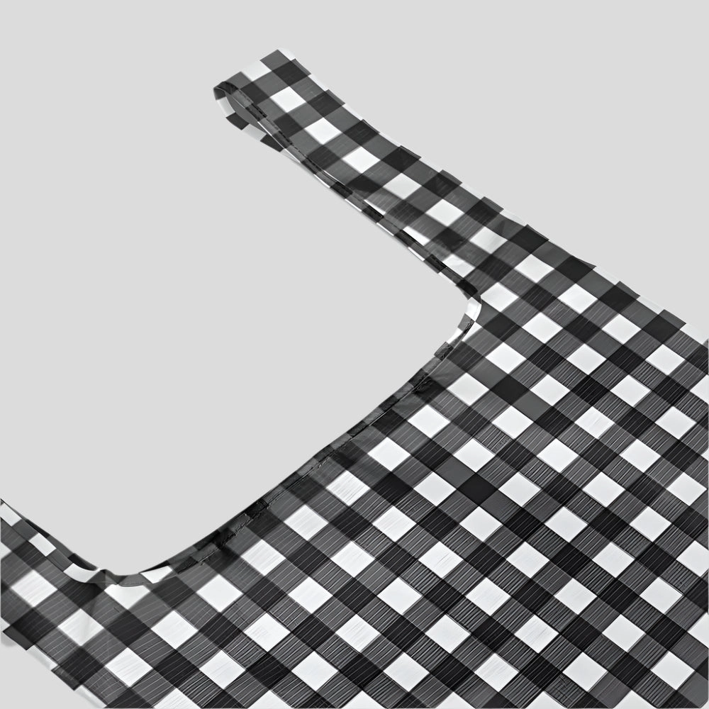 Reusable Shopping Bag - 2 Sizes -- Black Small Gingham