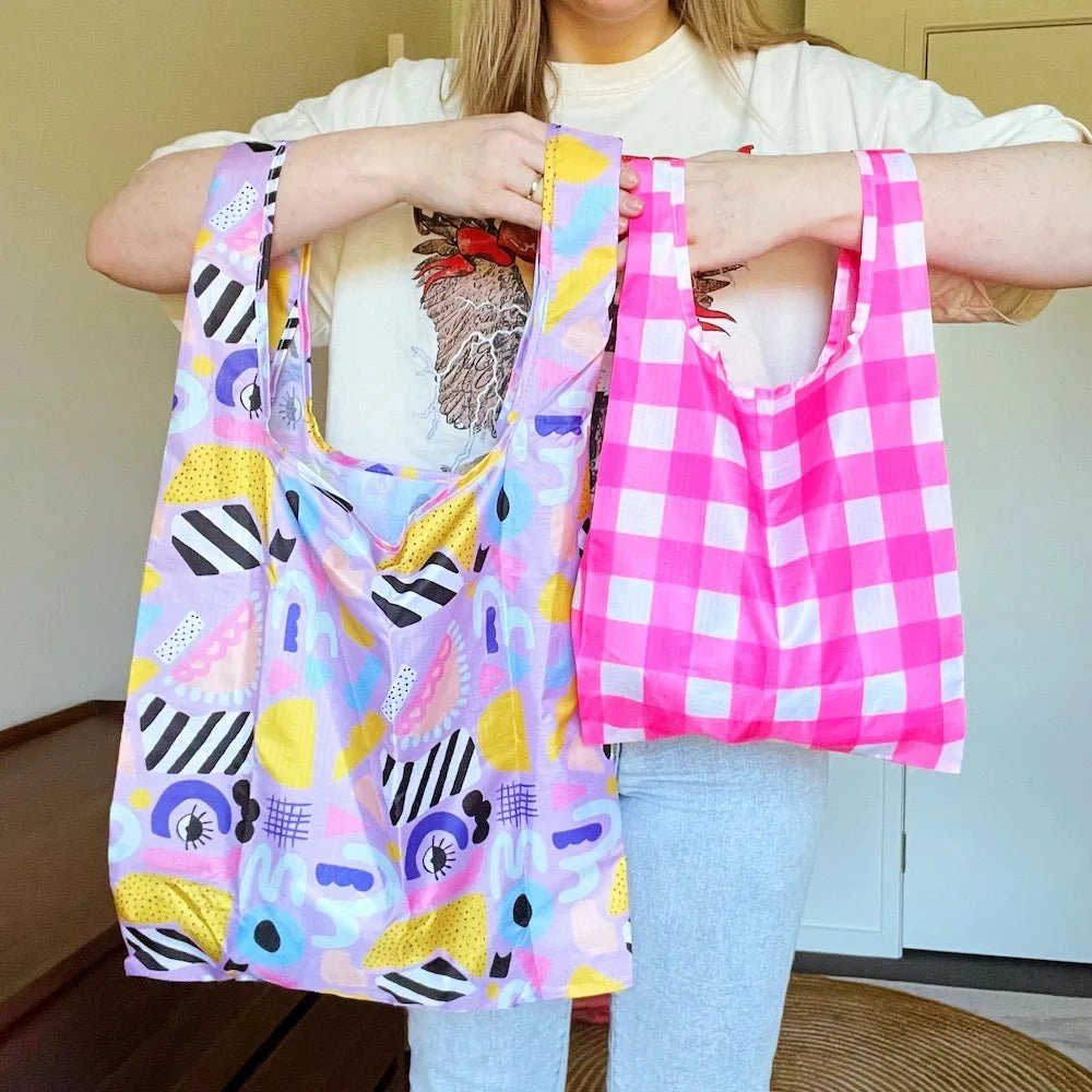 Reusable Shopping Bag - 2 Sizes -- Eye Love Purple