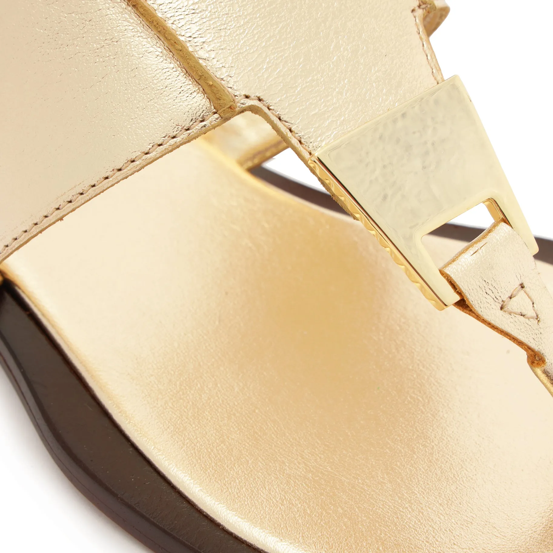 Salma Metallic Leather Flat Sandal