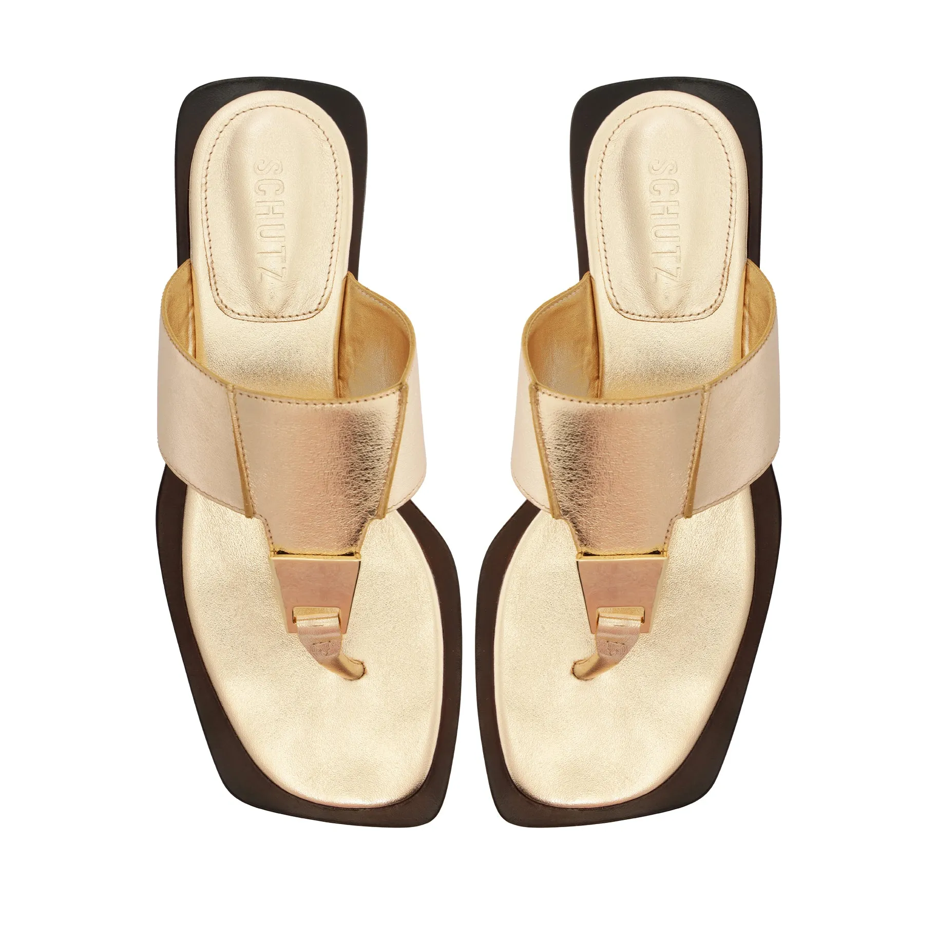 Salma Metallic Leather Flat Sandal
