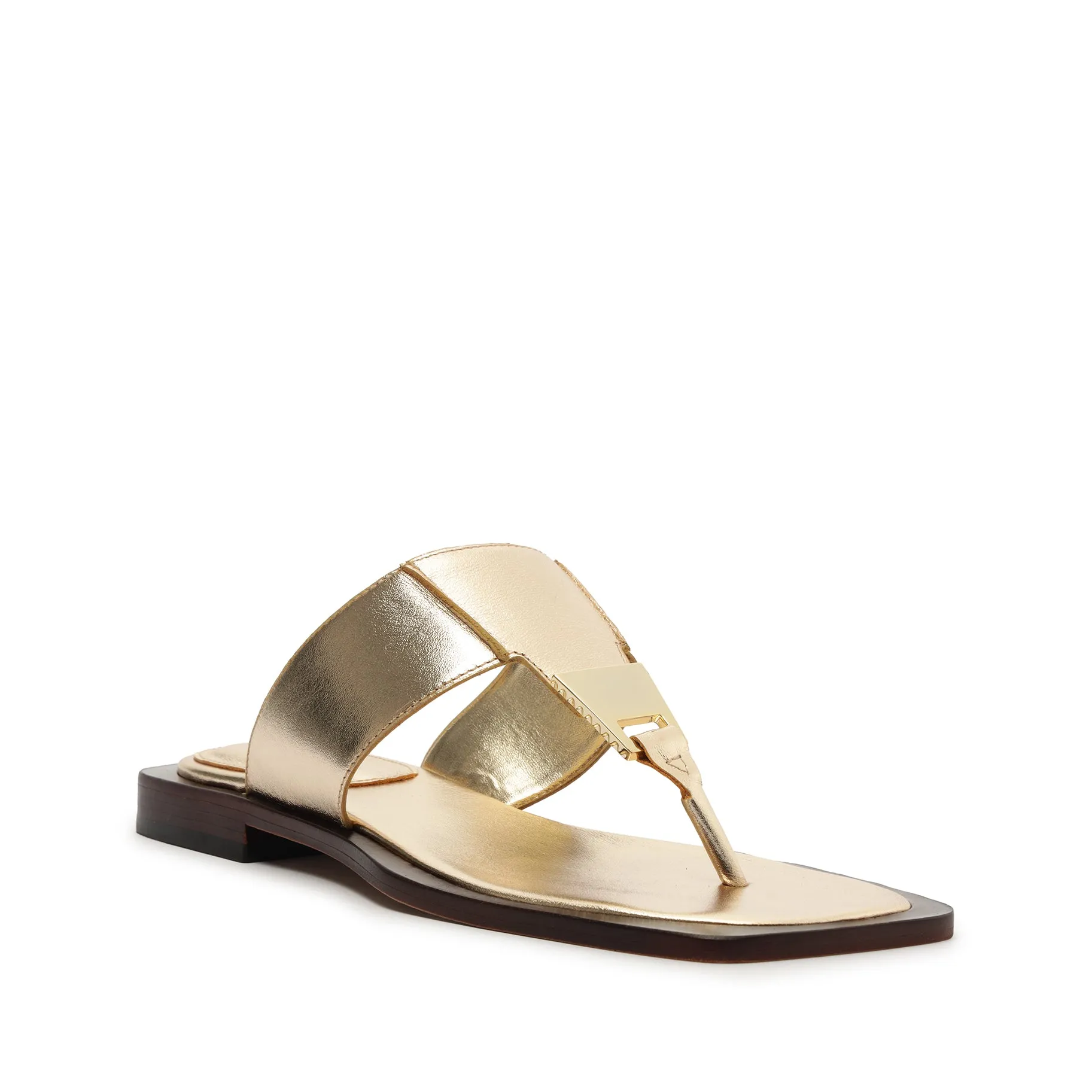Salma Metallic Leather Flat Sandal