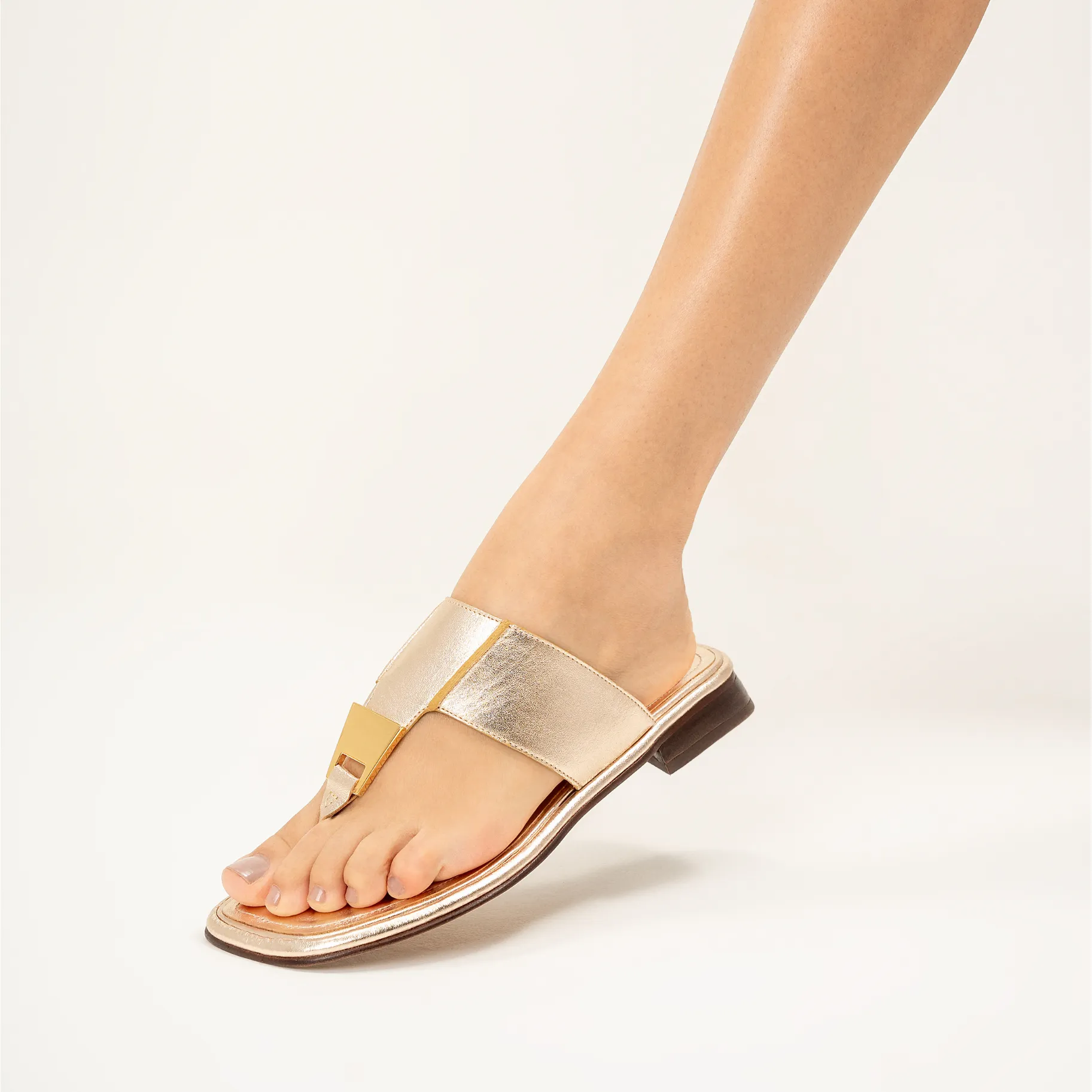 Salma Metallic Leather Flat Sandal
