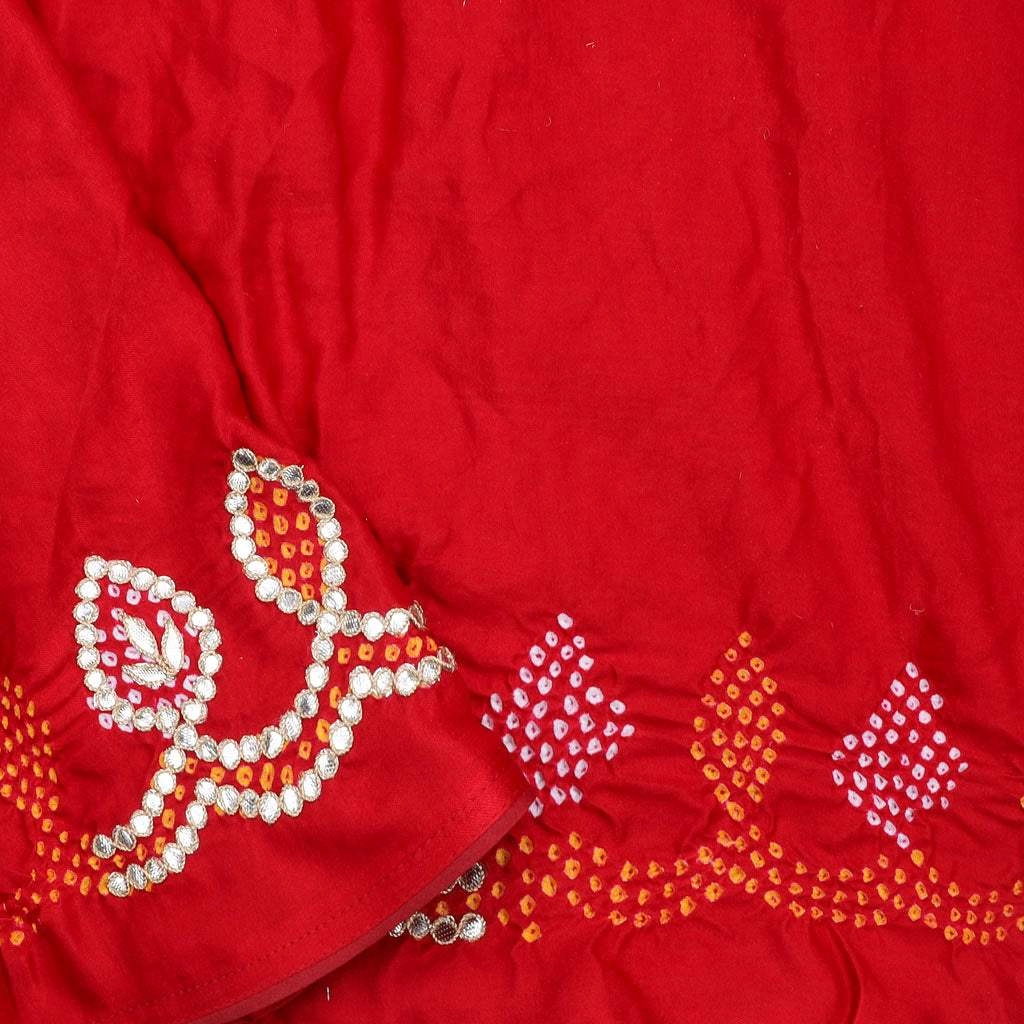 Scarlet Red Bandhani Silk Handloom Saree
