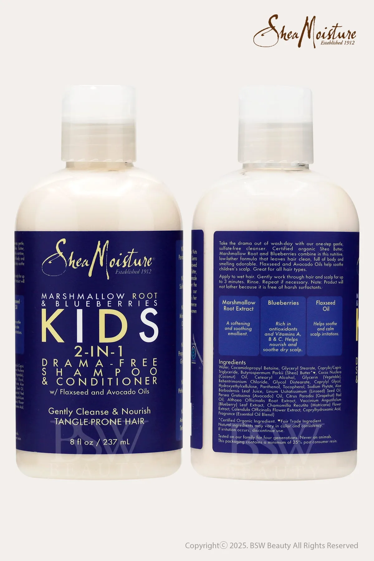 SHEA MOISTURE MARSHMALLOW ROOT & BLUEBERRIES KIDS 2-IN-1 DRAMA-FREE SHAMPOO & CONDITIONER 8oz