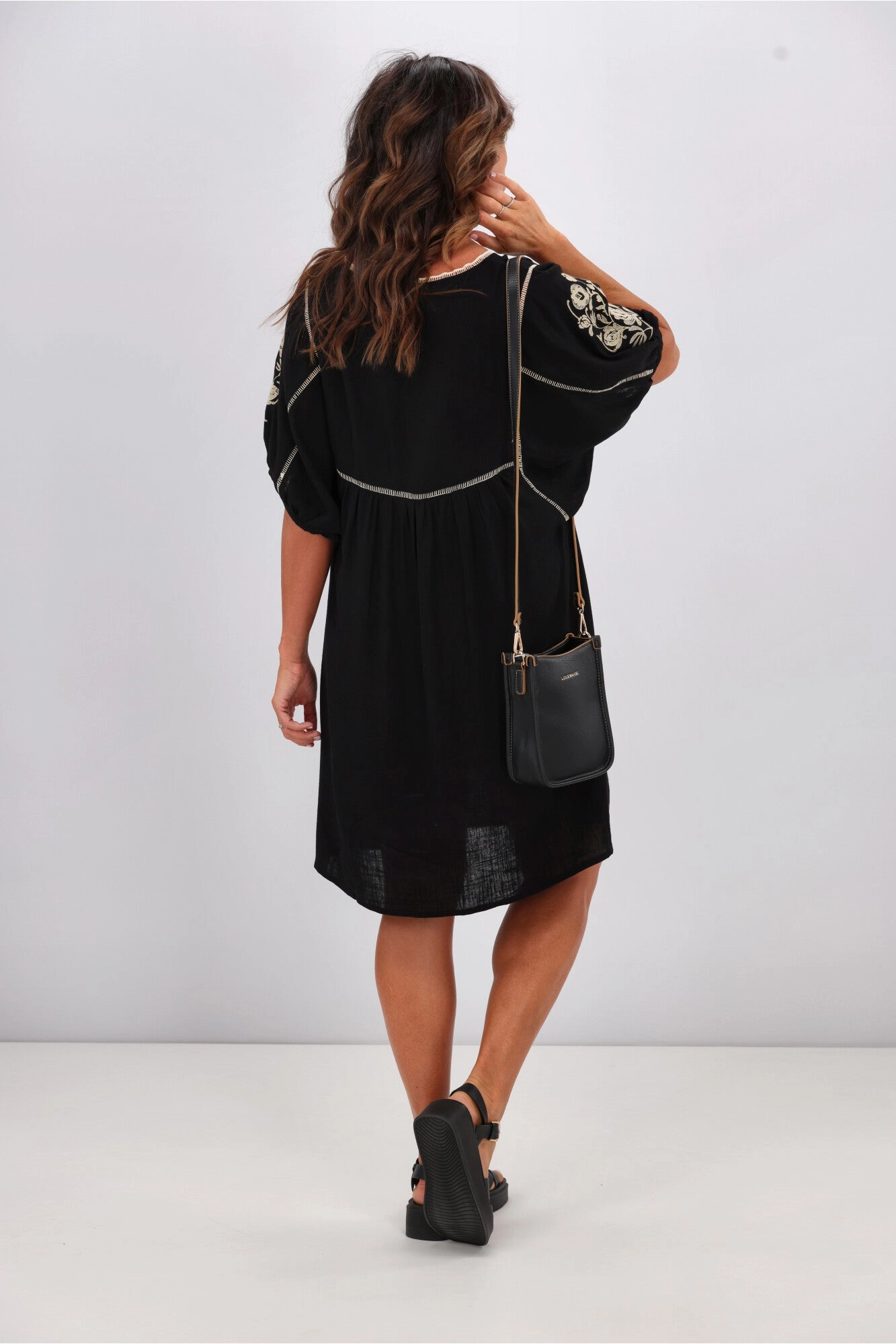 Shine On Label Tallulah Embroidery Panel Dress Black