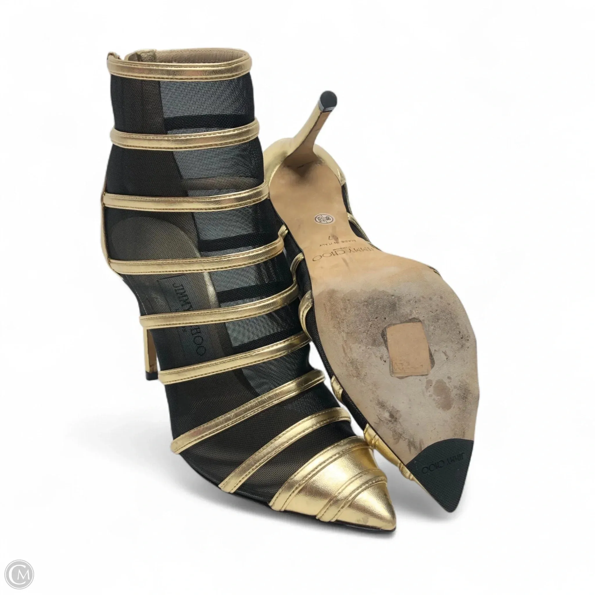 Shoes Luxury Designer By Jimmy Choo In Gold, Size: 6.5