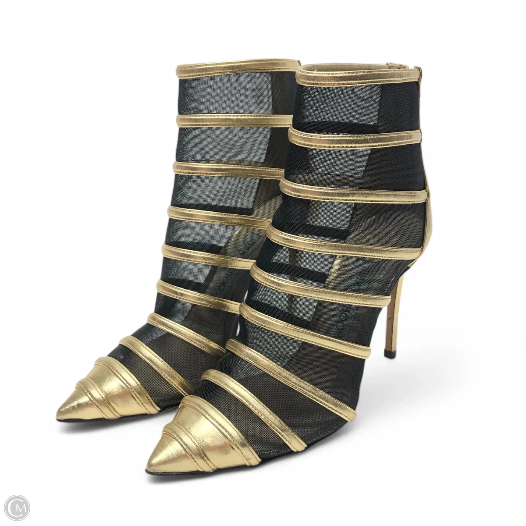 Shoes Luxury Designer By Jimmy Choo In Gold, Size: 6.5