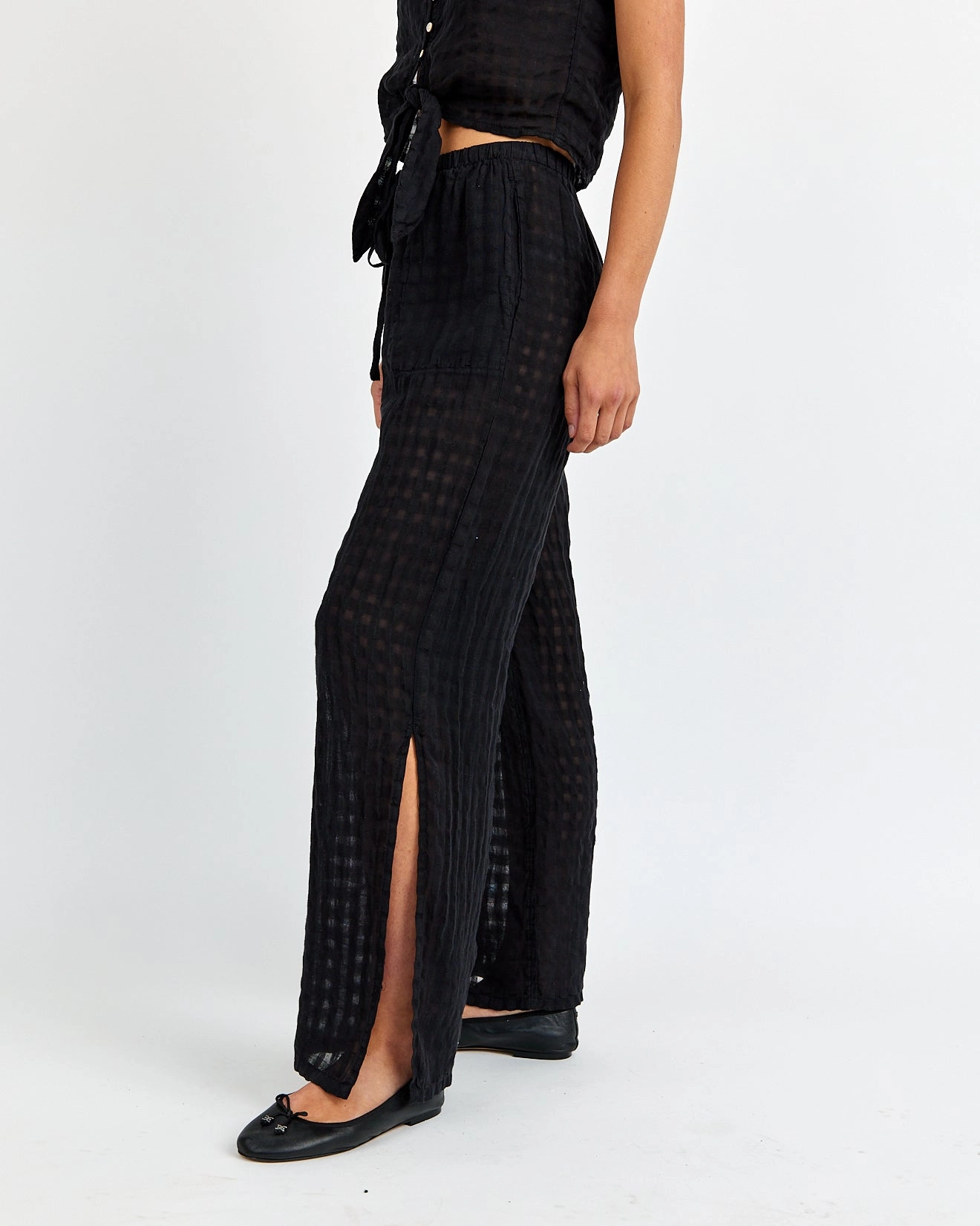 Side Slit Beach Pant - Black