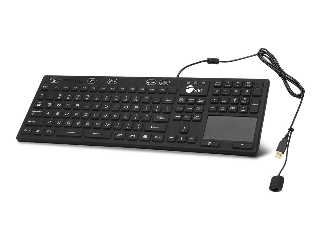 SIIG - Keyboard - industrial - with touchpad - washable - backlit - USB - QWERTY - black JK-US0W11-S1