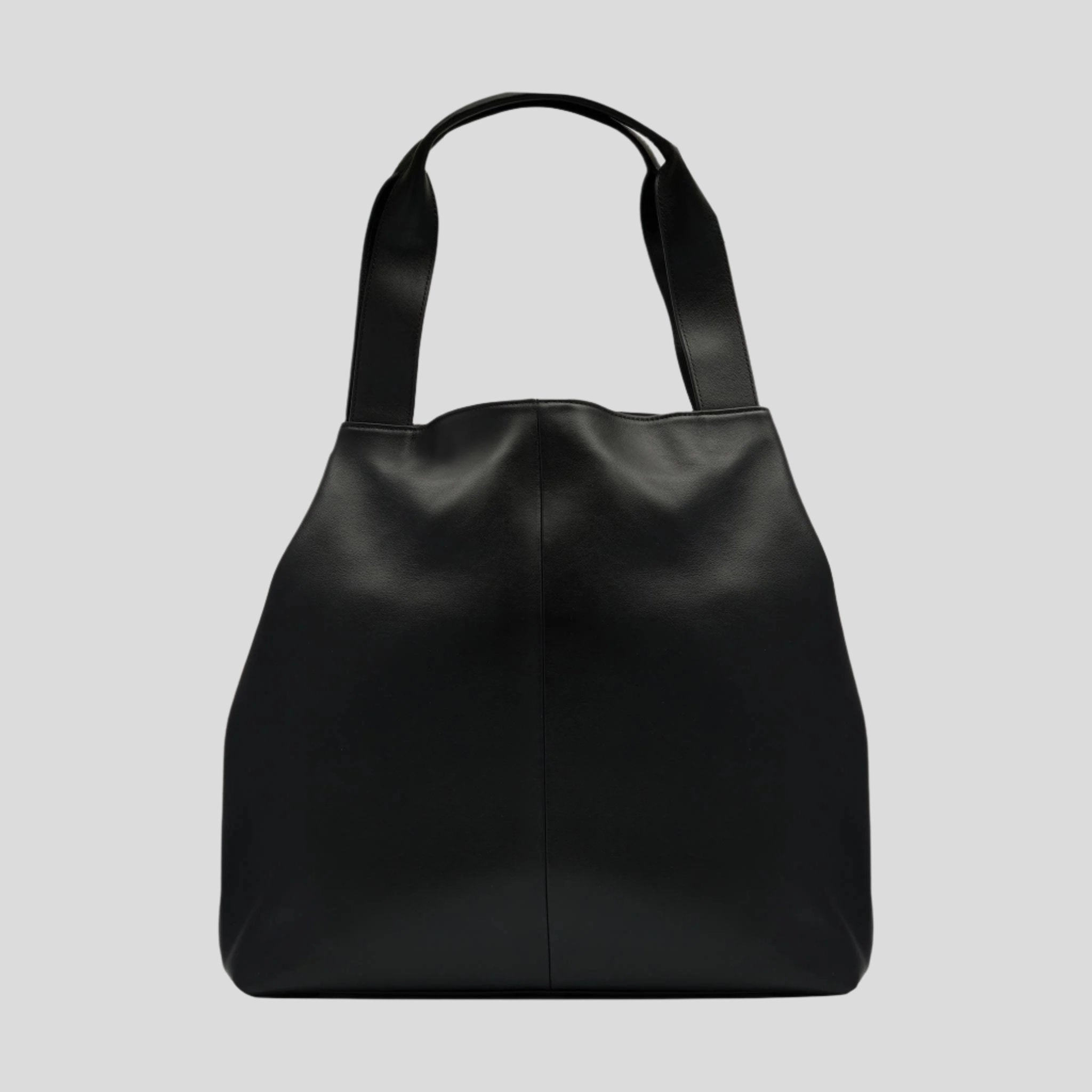 Slouchy Leather Hobo Tote Bag -- Black