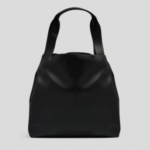 Slouchy Leather Hobo Tote Bag -- Black