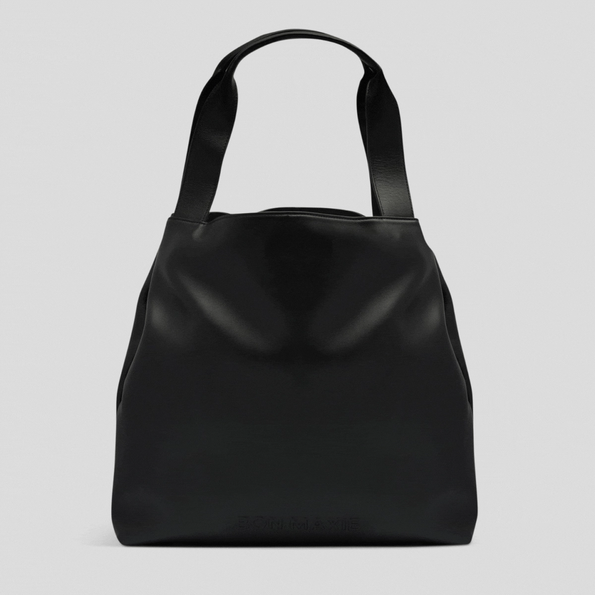 Slouchy Leather Hobo Tote Bag -- Black