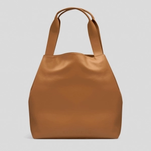 Slouchy Leather Hobo Tote Bag -- Tan