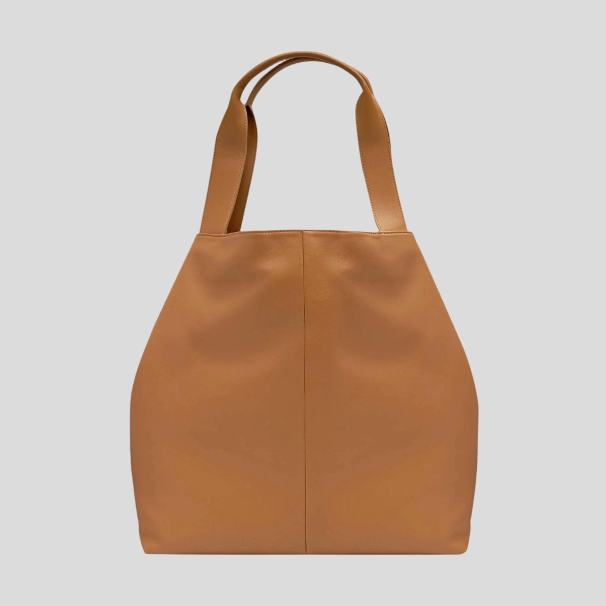 Slouchy Leather Hobo Tote Bag -- Tan