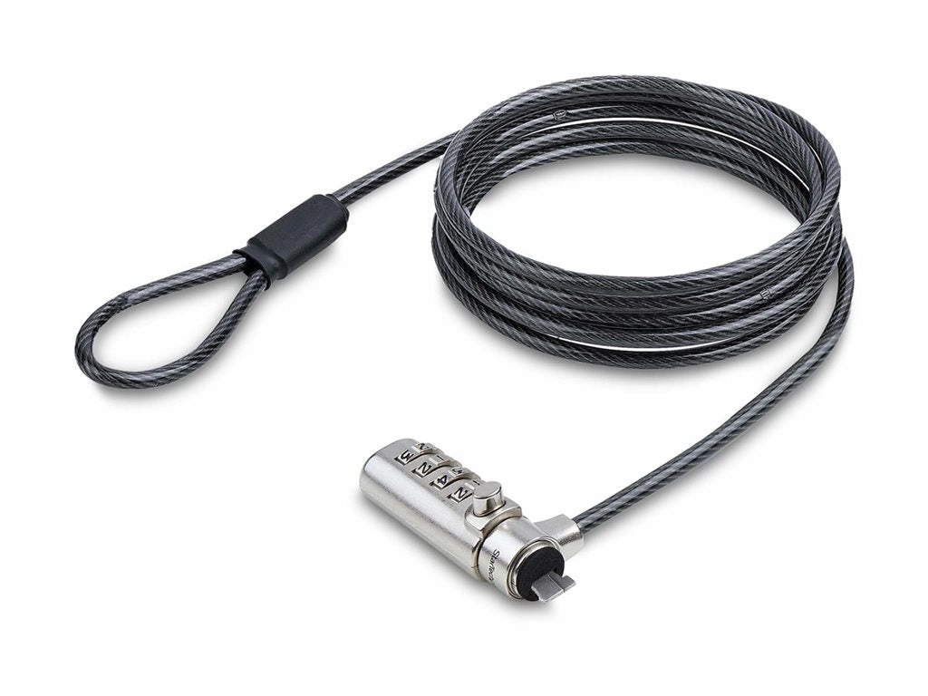 StarTech.com Slim Lock K-Slot Compatible, 6.6ft Combination Locking Cable - Security cable lock - black & silver - 6.6 ft SSTDC4D-LAPTOP-LOCK