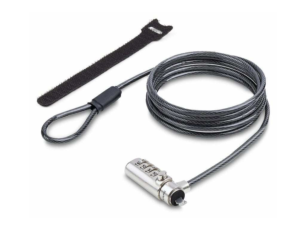 StarTech.com Slim Lock K-Slot Compatible, 6.6ft Combination Locking Cable - Security cable lock - black & silver - 6.6 ft SSTDC4D-LAPTOP-LOCK